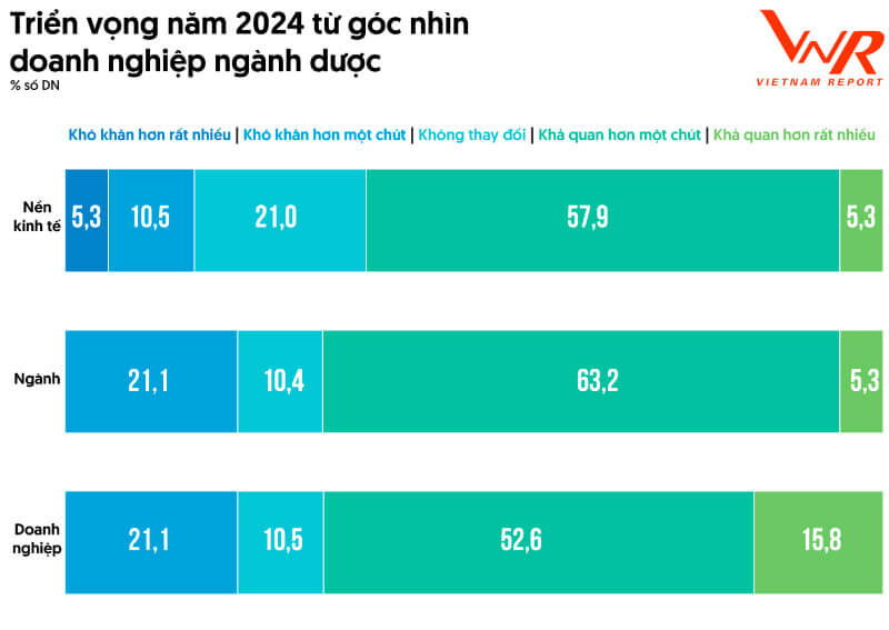 Triển vọng năm 2024 ngành dược (Nguồn: Vietnam Report, Khảo sát doanh nghiệp Dược, tháng 10-11/2023)